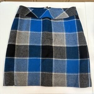 Zara Blue and Gray Plaid Mini Skirt